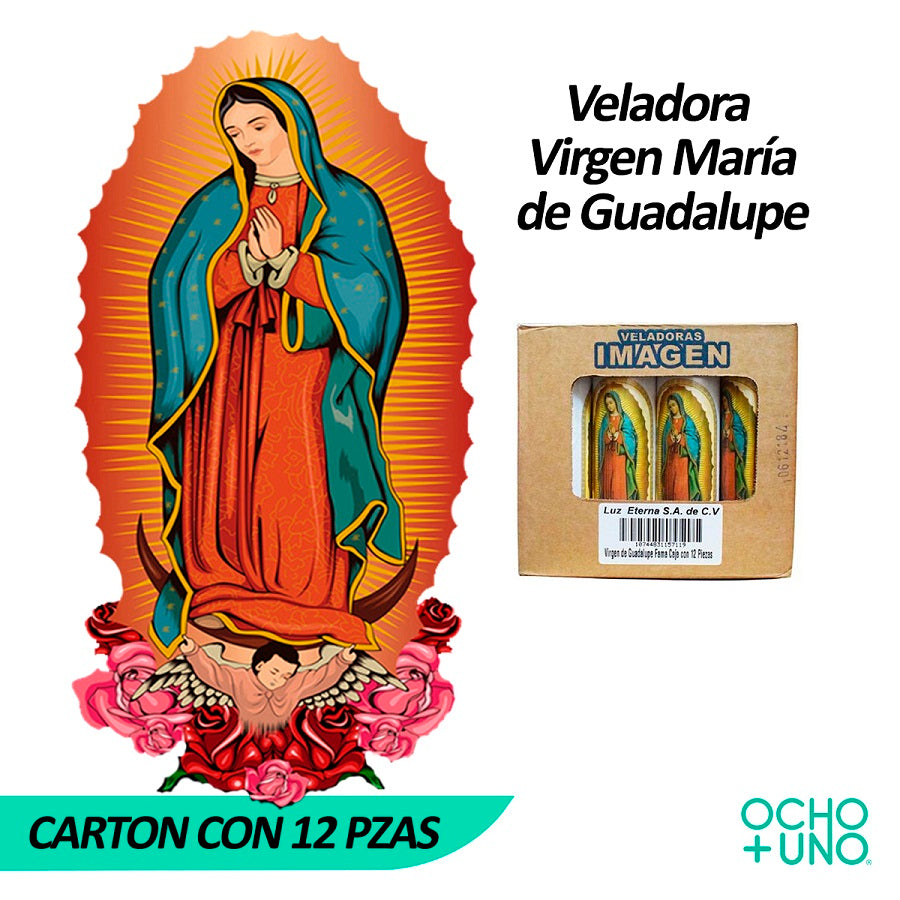 VELADORA VIRGEN GRANDE CARTON C/12 PZAS