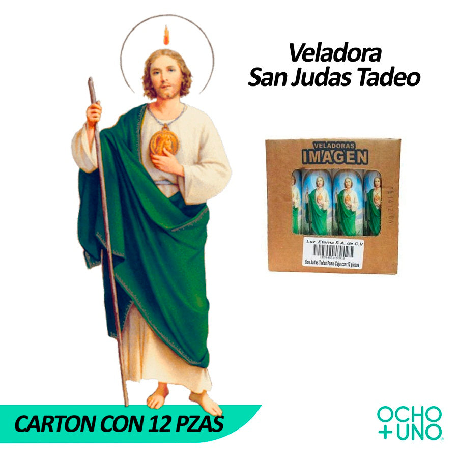 VELADORA SAN JUDAS GRANDE CARTON C/12 PZAS